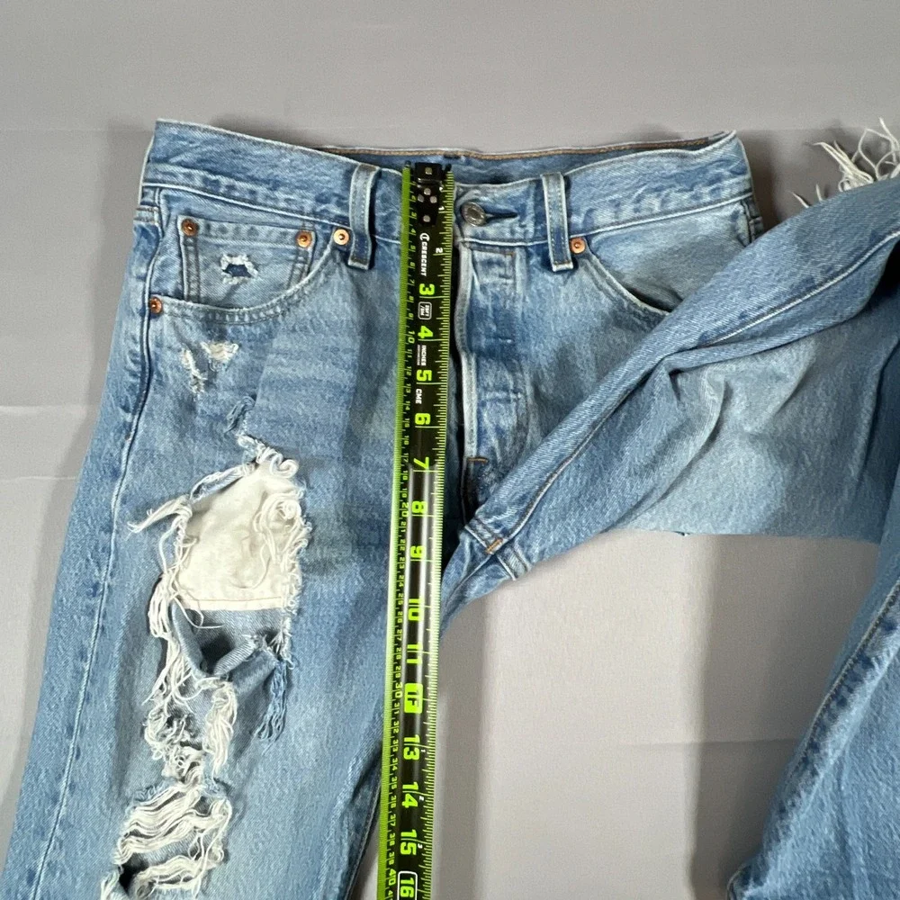 Levi's 501 Jeans Men 30x32 Blue Denim Cotton Medium Wash Distressed Straight Leg